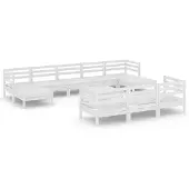vidaXL 11-tlg. Garten-Lounge-Set Weiß Massivholz Kiefer