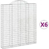 vidaXL Gabionen mit Hochbogen 6 Stk. 200x30x220/240cm Verzinktes Eisen