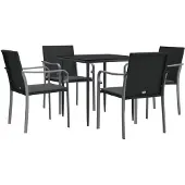 vidaXL 5-tlg. Garten-Essgruppe mit Kissen Poly Rattan und Stahl
