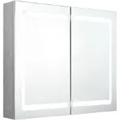 vidaXL LED-Spiegelschrank fürs Bad Betongrau 80x12x68 cm