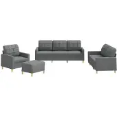 vidaXL 4-tlg. Sofagarnitur mit Kissen Dunkelgrau Stoff