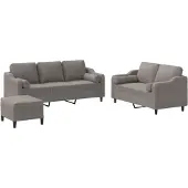 vidaXL 3-tlg. Sofagarnitur mit Kissen Taupe Stoff