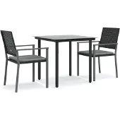vidaXL 3-tlg. Garten-Essgruppe mit Kissen Poly Rattan und Stahl