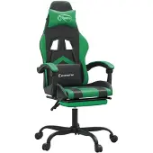 vidaXL Gaming-Stuhl mit Fußstütze Schwarz und Grün Kunstleder