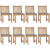 vidaXL Gartenstühle 8 Stk. mit Kissen Massivholz Teak