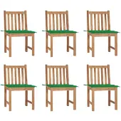 vidaXL Gartenstühle 6 Stk. mit Kissen Massivholz Teak