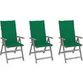 vidaXL Verstellbare Gartenstühle 3 Stk. mit Auflagen Massivholz Akazie