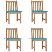 vidaXL Gartenstühle 4 Stk. mit Kissen Massivholz Teak