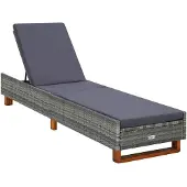 vidaXL Sonnenliege mit Auflage Poly Rattan Grau