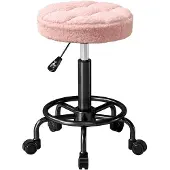 HOMCOM Rollhocker Polyester Metall 50 x 50-66H cm Rosa
