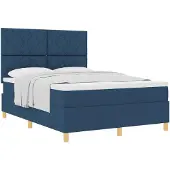 vidaXL Boxspringbett mit Matratze mit Kopfteil Blau 160 x 200 cm Stoff