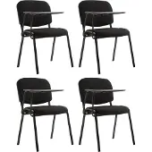 CLP 4er Set Stuhl Ken mit Klapptisch Stoff-Bezug schwarz