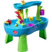 Step2 Rain Showers Wasserspieltisch | Großer Wassertisch mit 13-teiligem Zubehörset | Garten Wasser Spieltisch für Kinder in Blau und Grün
