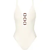 Triumph Swimwear Badeanzug "Summer Dune O", Damen, Gr. 36, Cup B, weiß (beige), Microfaser, Obermaterial: 83% Polyamid, 17% Elasthan, Badeanzüge Badeanzug, mit Wellenstruktur
