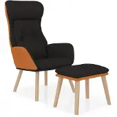 vidaXL Relaxsessel mit Hocker Schwarz Kunstleder & Stoff