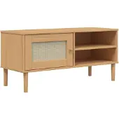 vidaXL TV-Schrank SENJA Rattan-Optik Braun 106x40x49 cm Kiefernholz