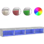 vidaXL TV-Schränke mit LED-Leuchten 2 Stk. Betongrau 100x30x30 cm