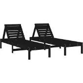 vidaXL Sonnenliegen 2 Stk. Schwarz 199,5x60x74 cm Massivholz Kiefer