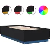 vidaXL Bettgestell mit LED Schwarz 75x190 cm Holzwerkstoff