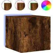 vidaXL TV-Wandschrank mit LED-Leuchten Räuchereiche 30,5x35x30 cm