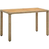 vidaXL Gartentisch Beige 123x60x74 cm Poly Rattan & Massivholz Akazie