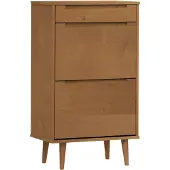 vidaXL Schuhschrank MOLDE Braun 59,5x35x103 cm Massivholz Kiefer