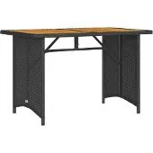 vidaXL Gartentisch mit Holzplatte Schwarz 110x68x70 cm Poly Rattan