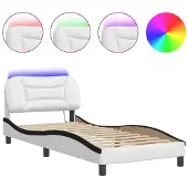 vidaXL Bettgestell mit LED ohne Matratze "Hvar" Weiß und Schwarz 90x200 cm