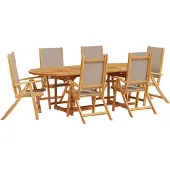 vidaXL 7-tlg. Garten-Essgruppe Massivholz Akazie und Textilene