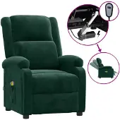 vidaXL Elektrischer Massagesessel Dunkelgrün Samt