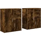 vidaXL Sideboards 2 Stk. Räuchereiche 60x31x70 cm Holzwerkstoff