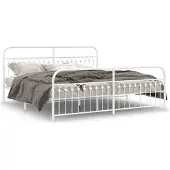 vidaXL Bettgestell mit Kopf- und Fußteil Metall Weiß 193x203 cm
