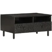 vidaXL Couchtisch Schwarz 80x54x40 cm Massivholz Mango