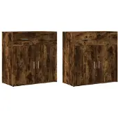 vidaXL Sideboards 2 Stk. Räuchereiche 79x38x80 cm Holzwerkstoff
