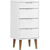 vidaXL Schubladenschrank MOLDE Weiß 40x35x82 cm Massivholz Kiefer