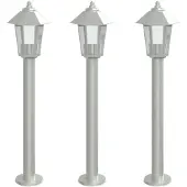 vidaXL Wegeleuchten 3 Stk. Silbern 80 cm Edelstahl