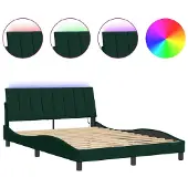 vidaXL Bettgestell mit LED ohne Matratze "Hanko" Dunkelgrün 120x200 cm Samt