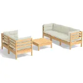 vidaXL 6-tlg. Garten-Lounge-Set mit Creme Kissen Kiefernholz