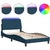 vidaXL Bettgestell mit LED ohne Matratze Blau 100x200 cm Samt