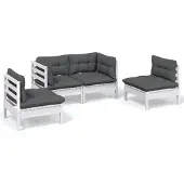 vidaXL 4-tlg. Garten-Lounge-Set mit Kissen Kiefer Massivholz