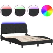 vidaXL Bettgestell mit LED ohne Matratze Schwarz 140x200 cm Samt