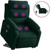 vidaXL Massagesessel mit Aufstehhilfe Elektrisch Dunkelgrün Samt