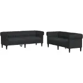 vidaXL 2-tlg. Sofagarnitur Schwarz Stoff