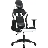 vidaXL Gaming-Stuhl mit Massagefunktion Schwarz und Weiß Kunstleder
