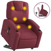 vidaXL Massagesessel mit Aufstehhilfe Weinrot Stoff