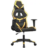 vidaXL Gaming-Stuhl mit Massagefunktion Schwarz & Golden Kunstleder