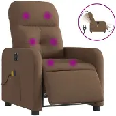 vidaXL Massagesessel Elektrisch Braun Stoff