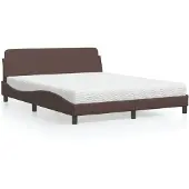 vidaXL Bett mit Matratze "Dover" Braun 160x200 cm Kunstleder