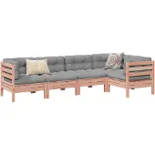 vidaXL 5-tlg. Garten-Sofagarnitur mit Kissen Massivholz Douglasie