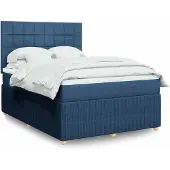 vidaXL Boxspringbett mit Matratze Blau 140x200 cm Stoff